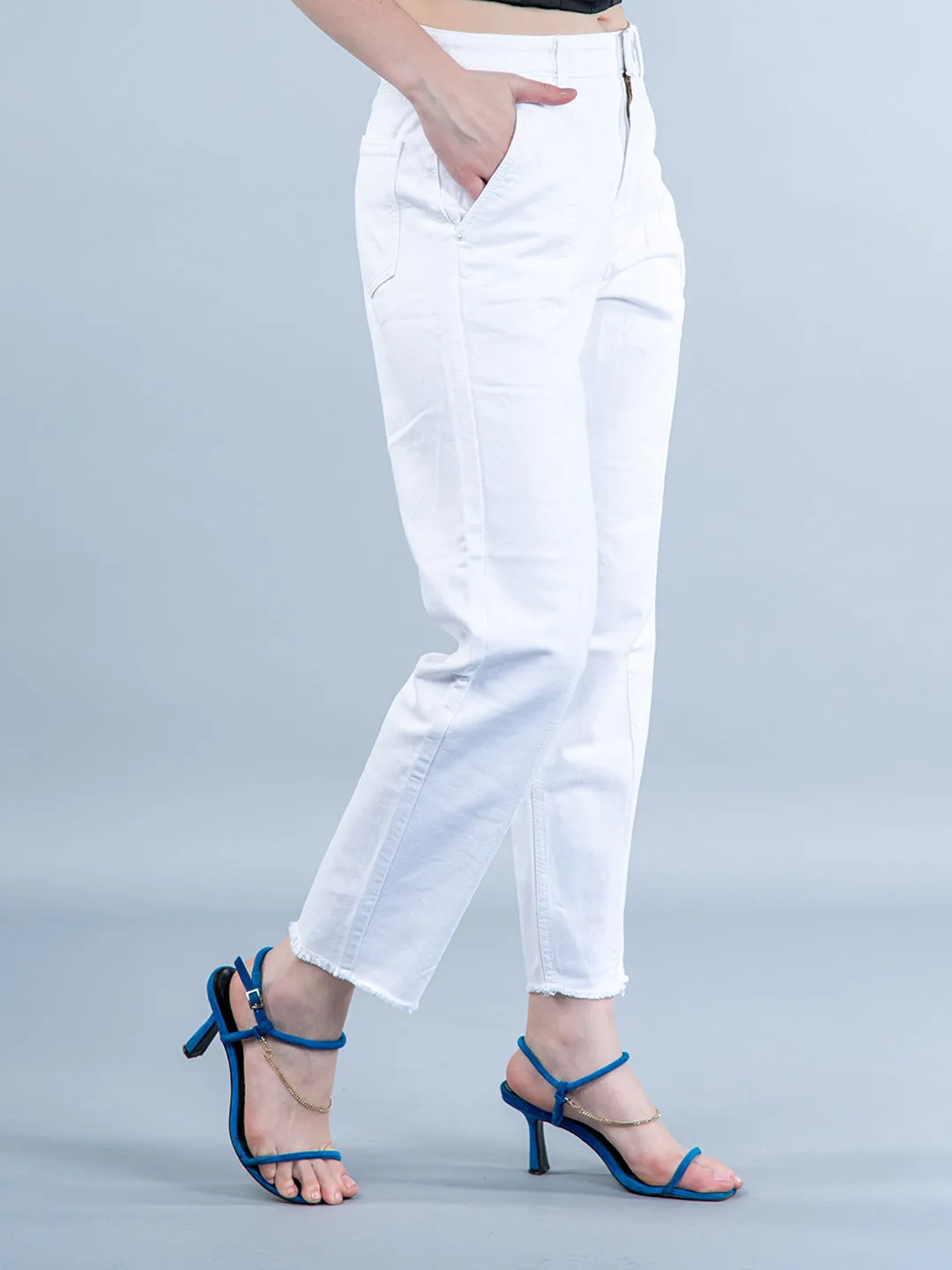 Murky White Baggy-fit Jeans For Women