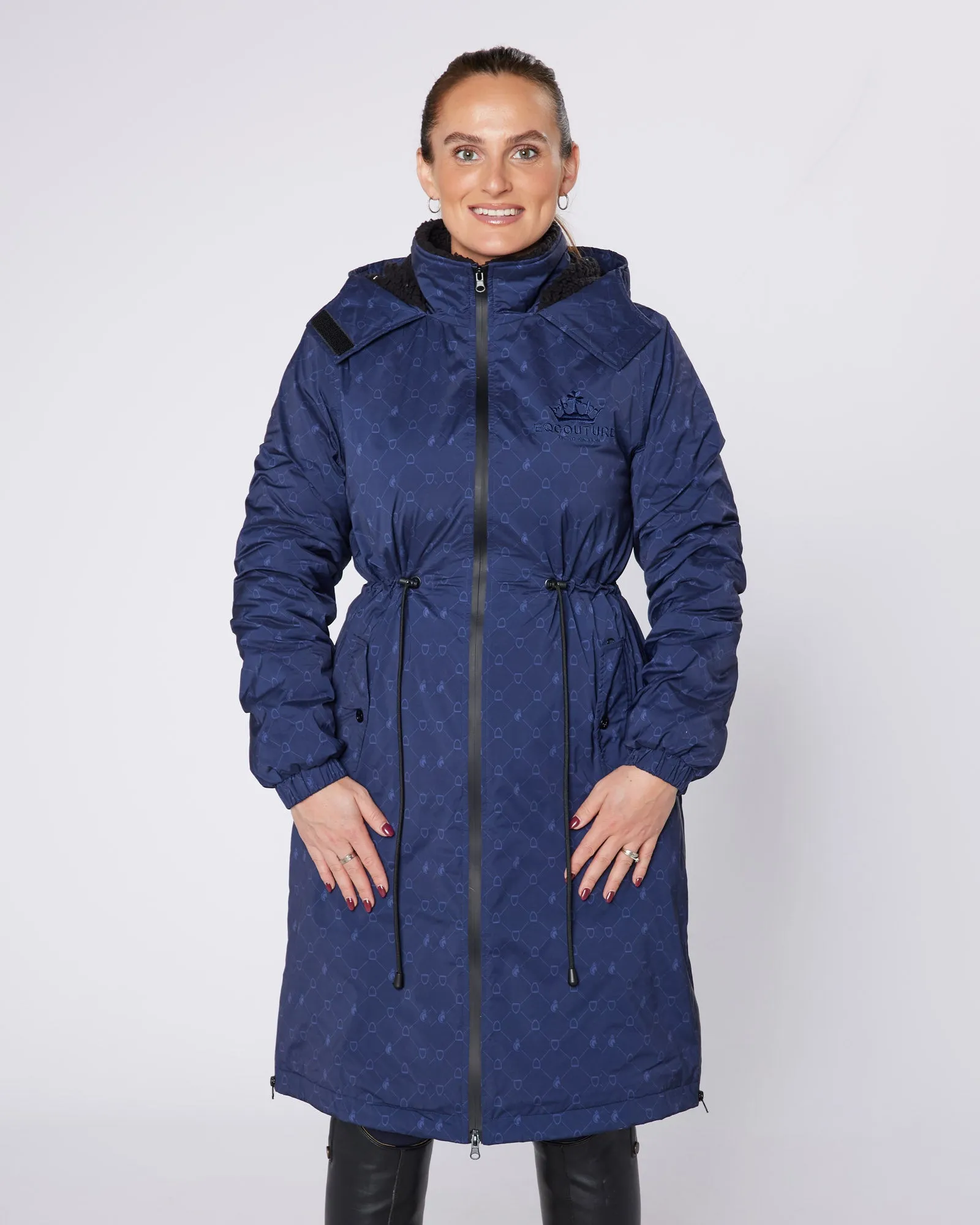 NEW DryStyle Waterproof Fleece Lined Coat - Navy Stirrup Print