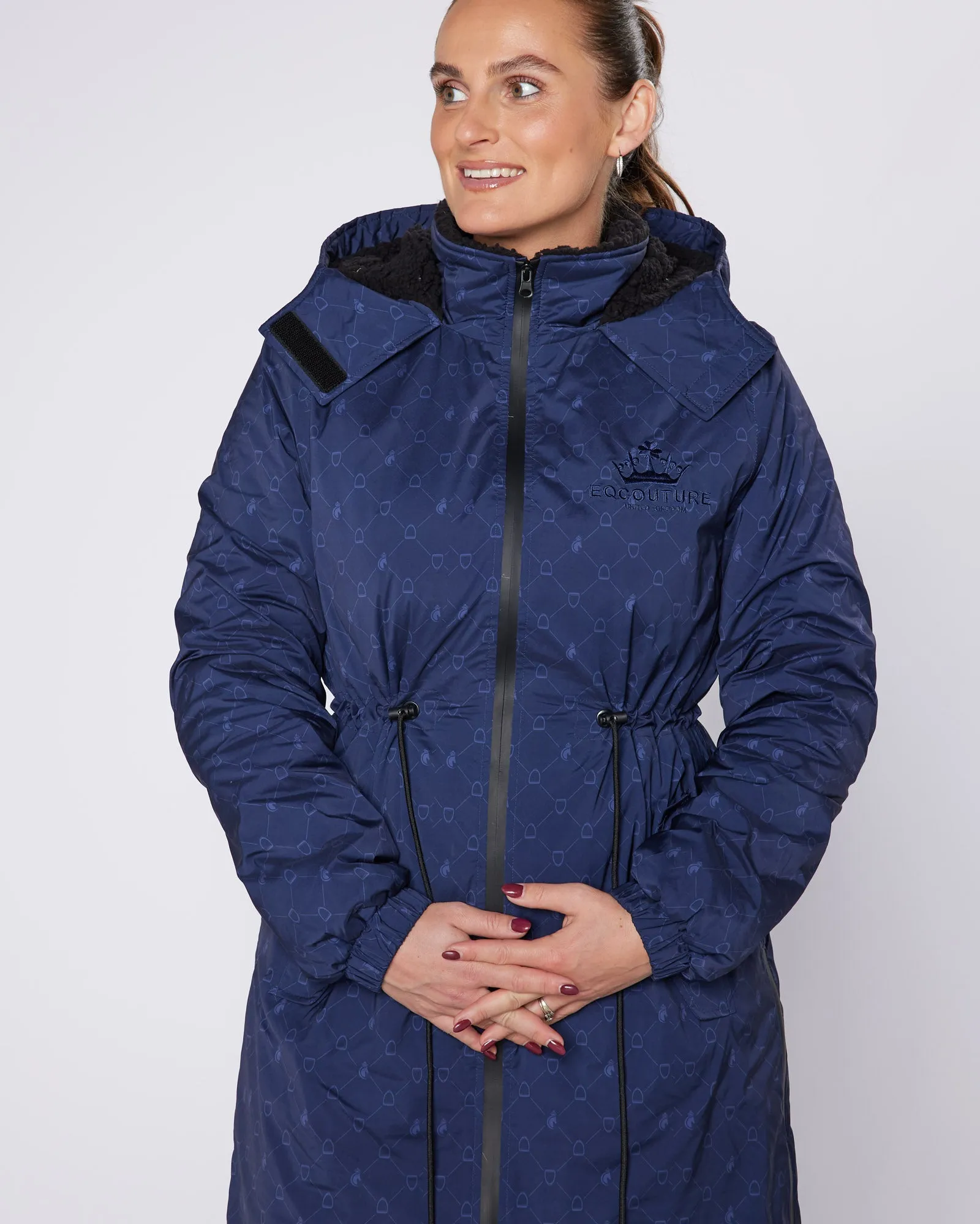 NEW DryStyle Waterproof Fleece Lined Coat - Navy Stirrup Print