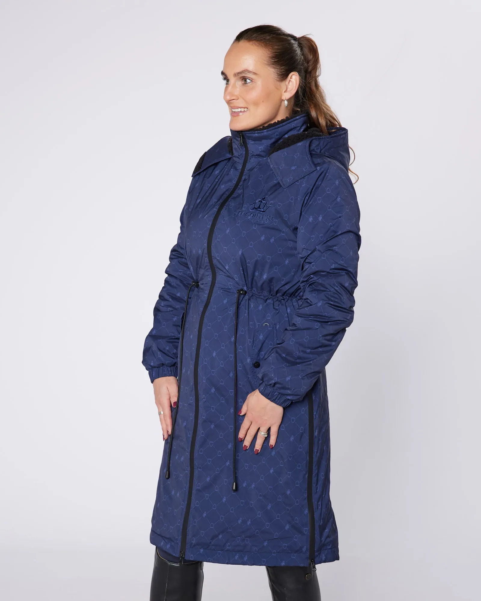 NEW DryStyle Waterproof Fleece Lined Coat - Navy Stirrup Print