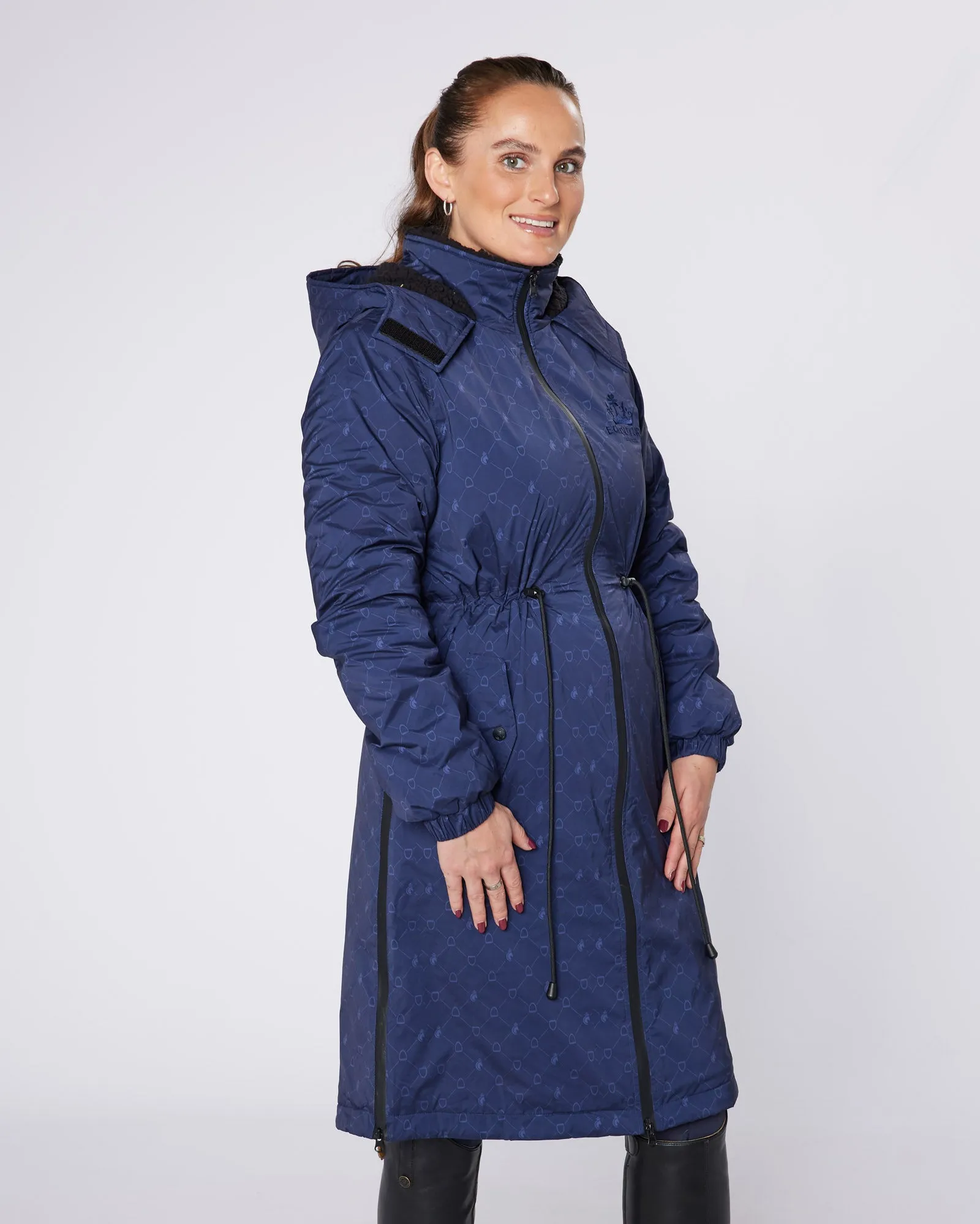 NEW DryStyle Waterproof Fleece Lined Coat - Navy Stirrup Print