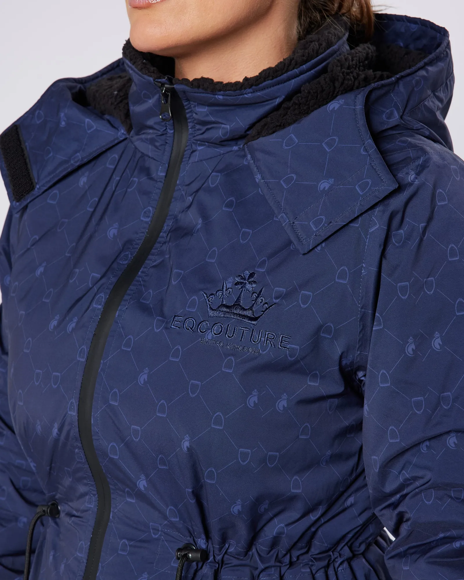 NEW DryStyle Waterproof Fleece Lined Coat - Navy Stirrup Print