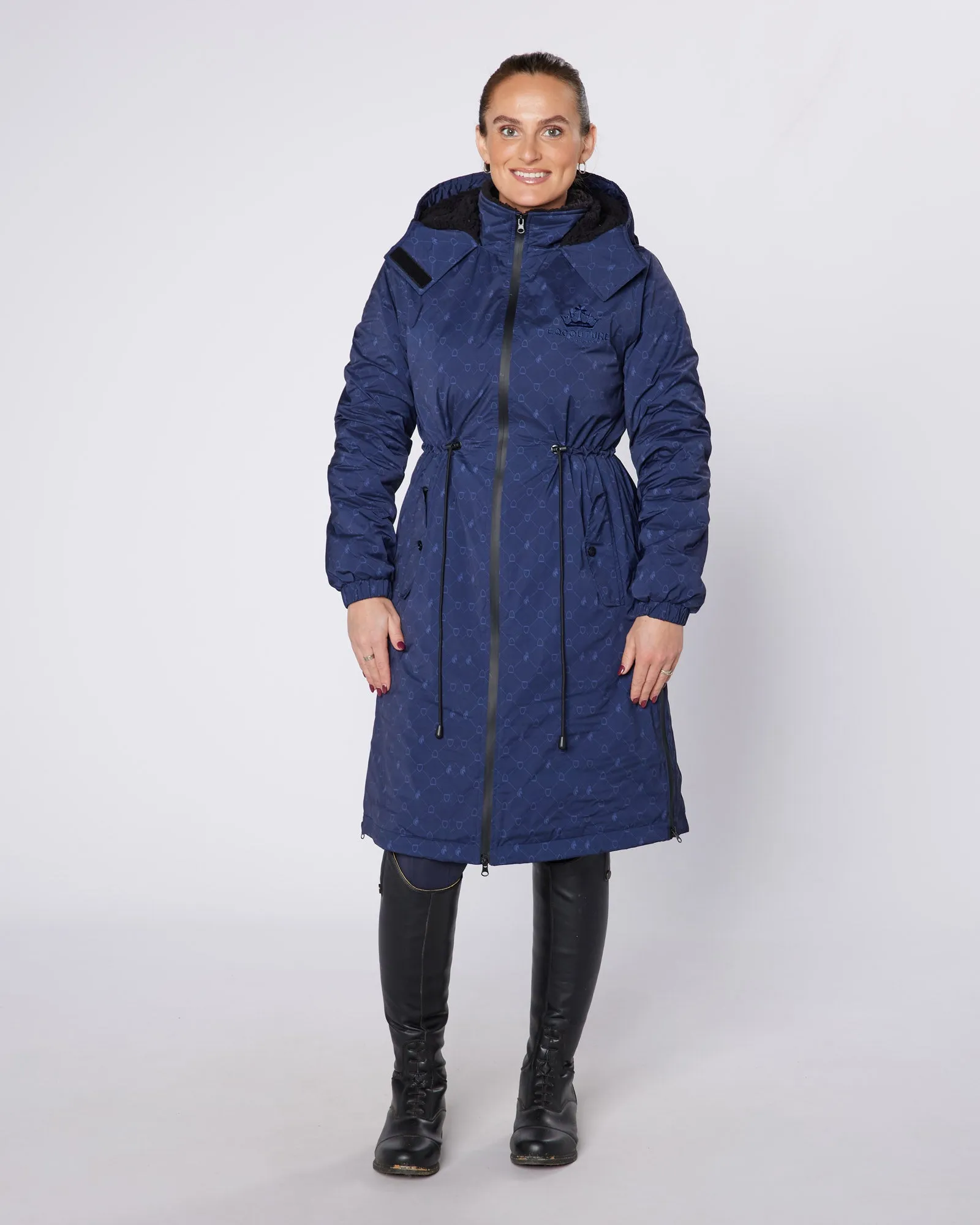 NEW DryStyle Waterproof Fleece Lined Coat - Navy Stirrup Print