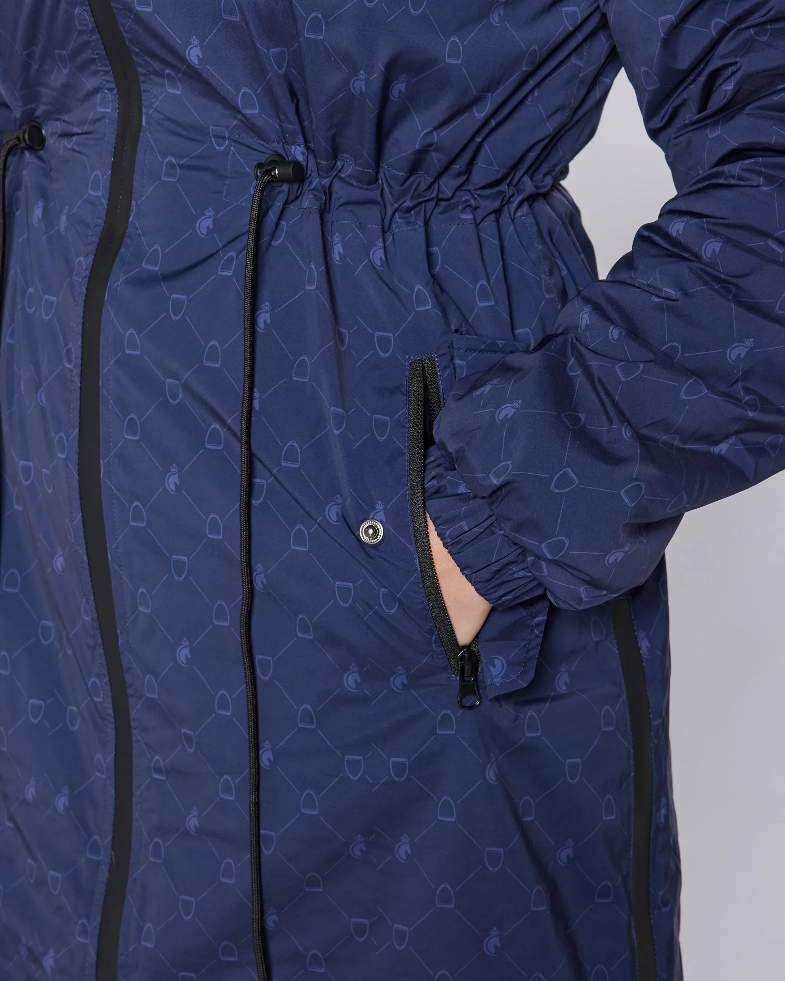 NEW DryStyle Waterproof Fleece Lined Coat - Navy Stirrup Print