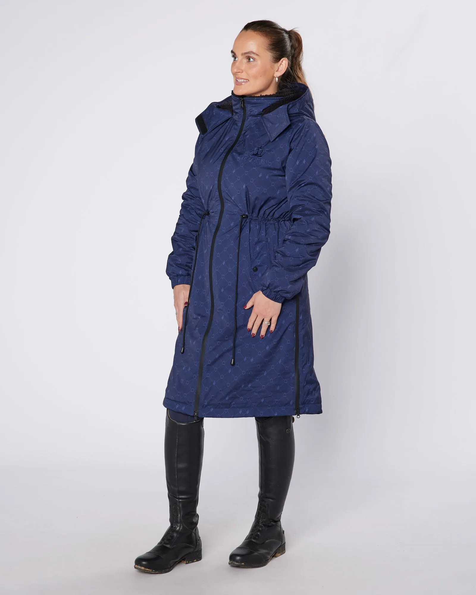 NEW DryStyle Waterproof Fleece Lined Coat - Navy Stirrup Print