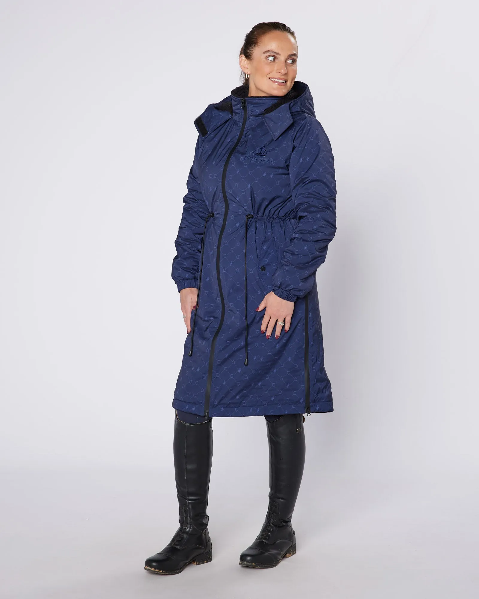 NEW DryStyle Waterproof Fleece Lined Coat - Navy Stirrup Print