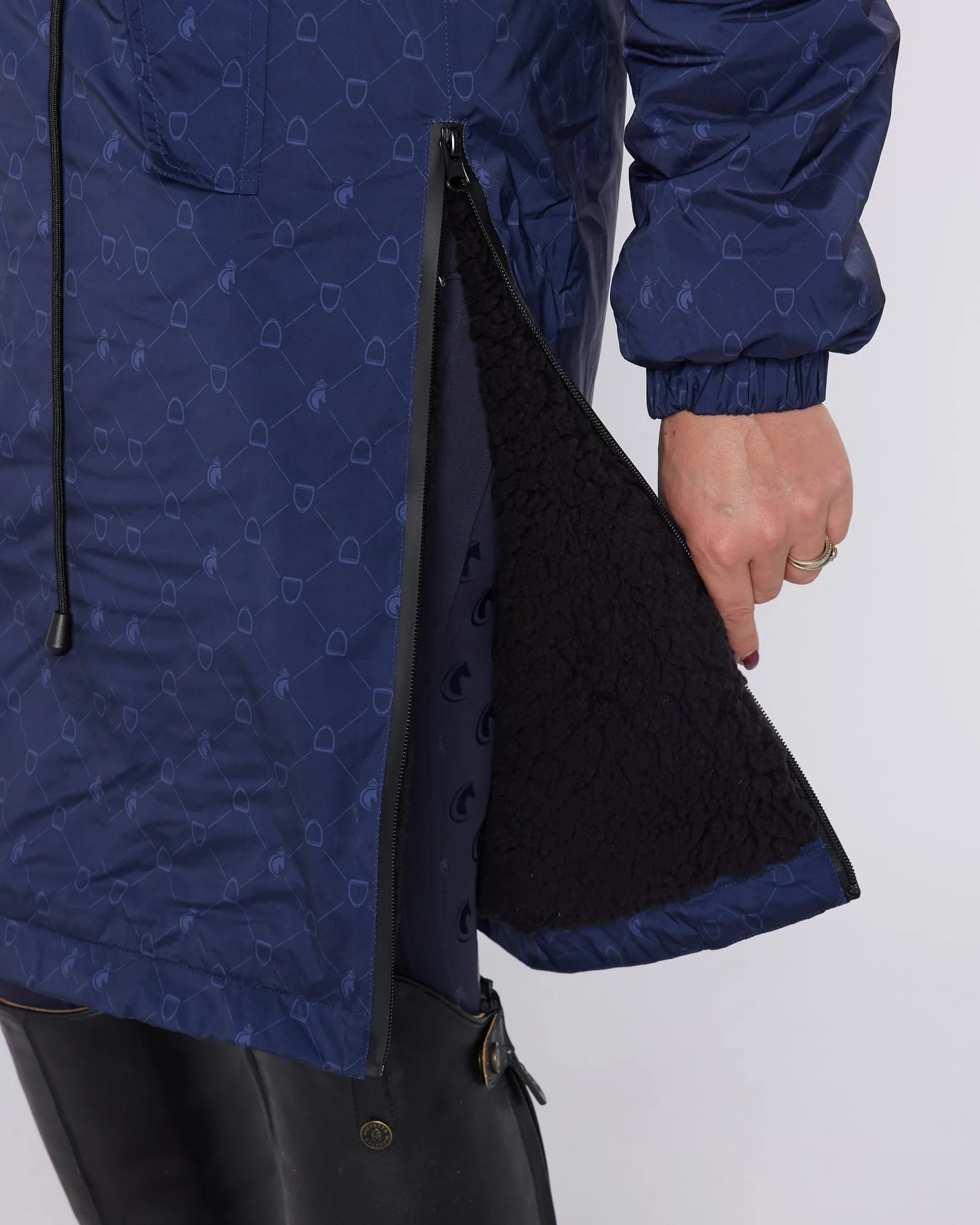 NEW DryStyle Waterproof Fleece Lined Coat - Navy Stirrup Print