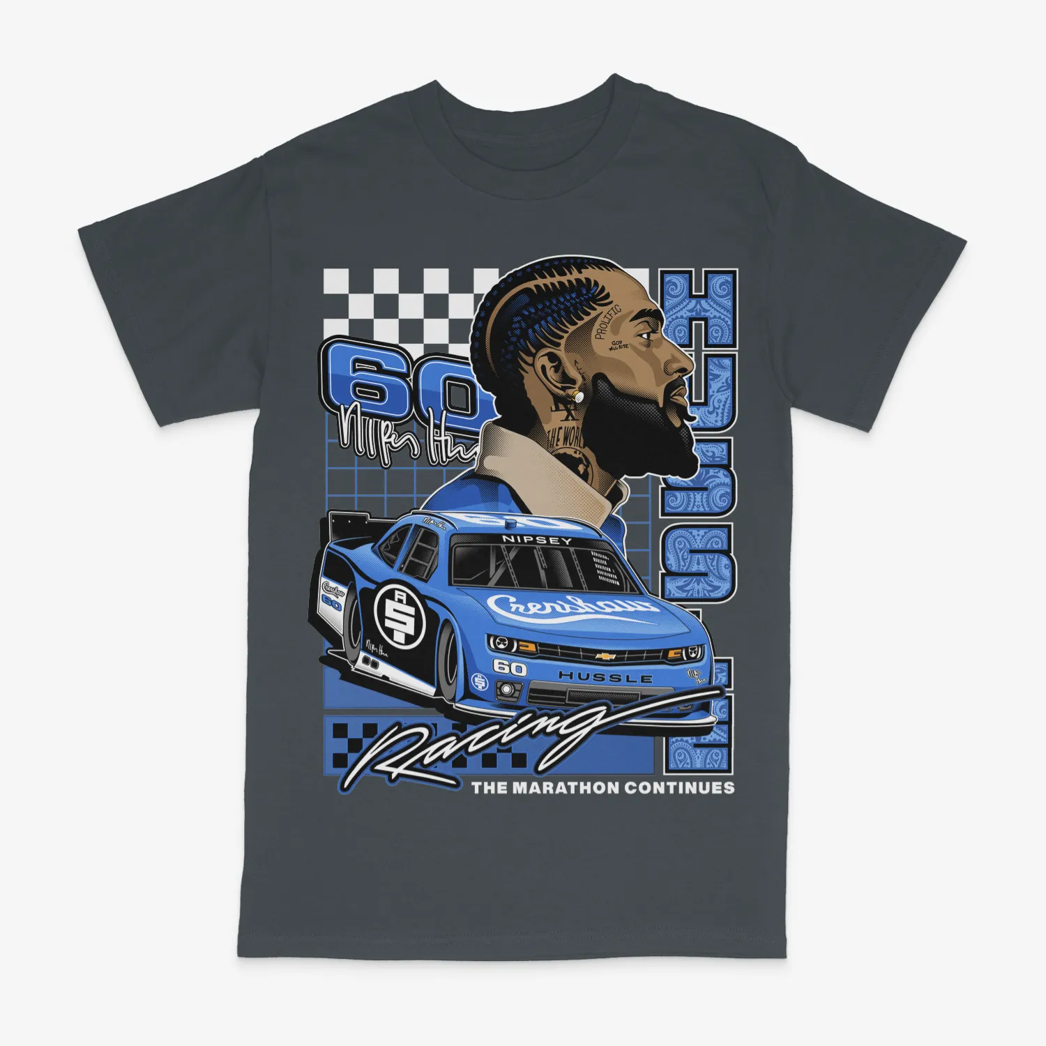 Nipsey Hustle Racing Charcoal Grey Tee