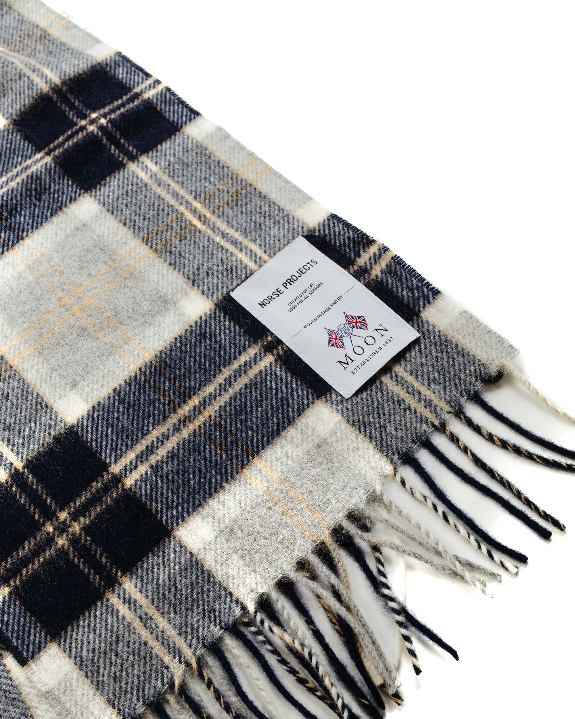 Norse Projects Moon Checked Lambswool Scarf Navy