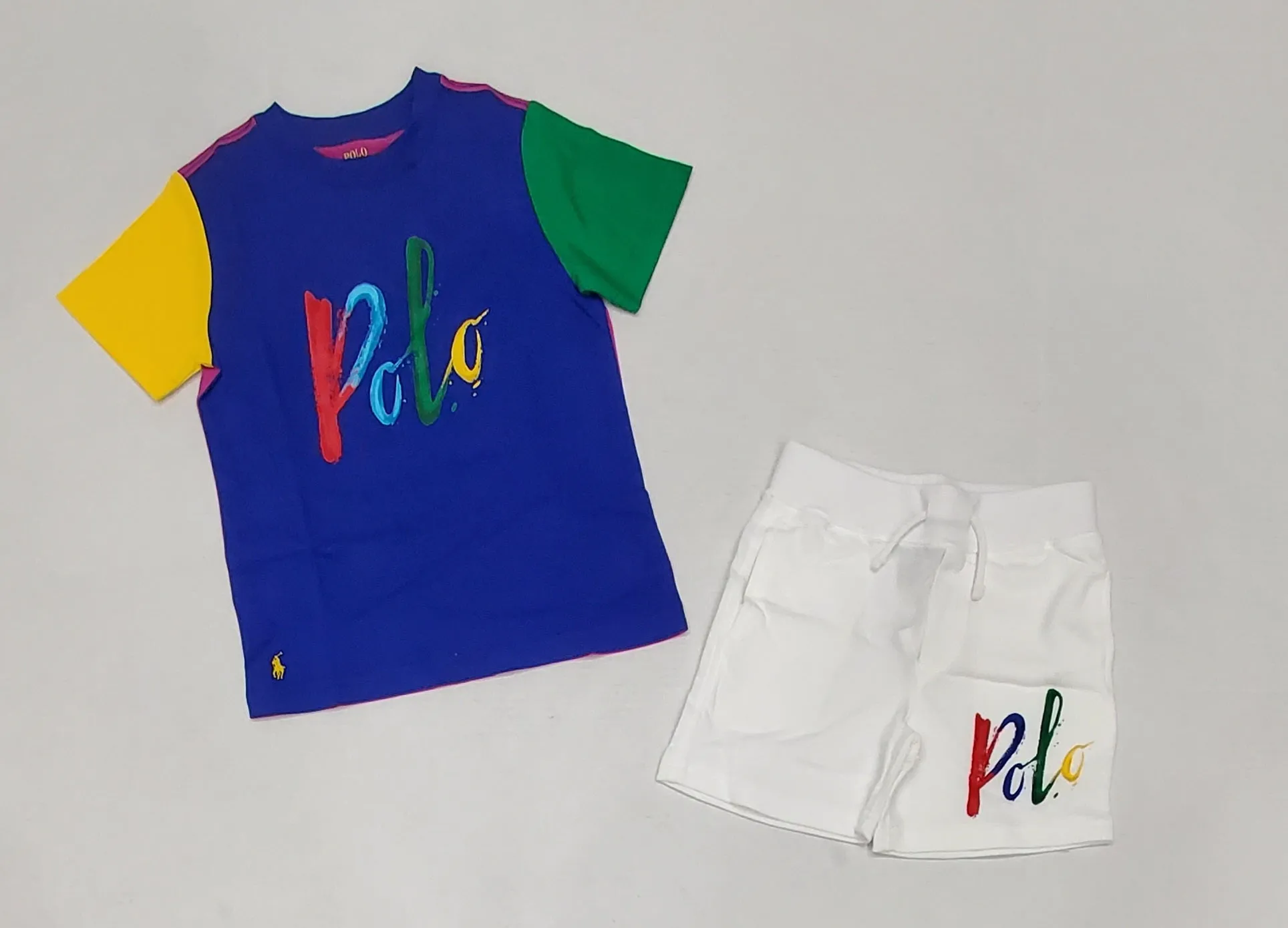 Nwt Kids Polo Ralph Lauren Polo Spellout Short Set   (2T-7T)