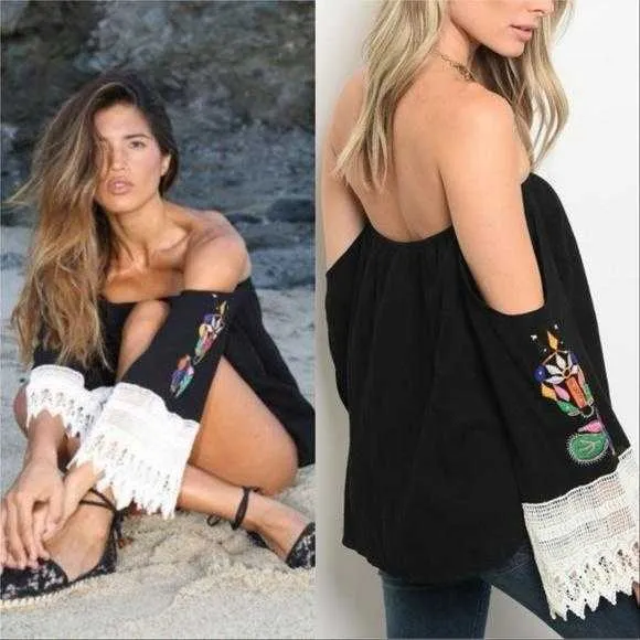 Off Shoulder Black Top