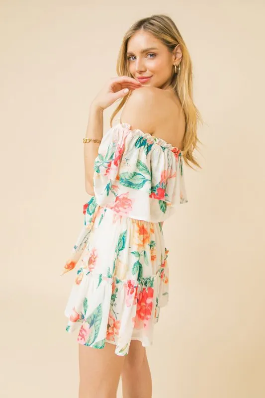 Off Shoulder Floral Romper