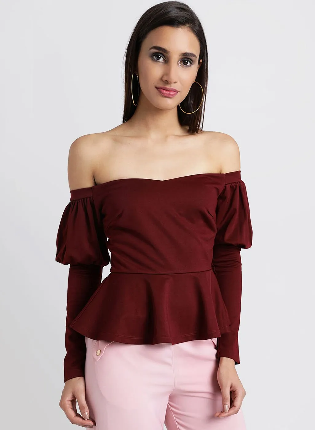 Off Shoulder Peplum Top