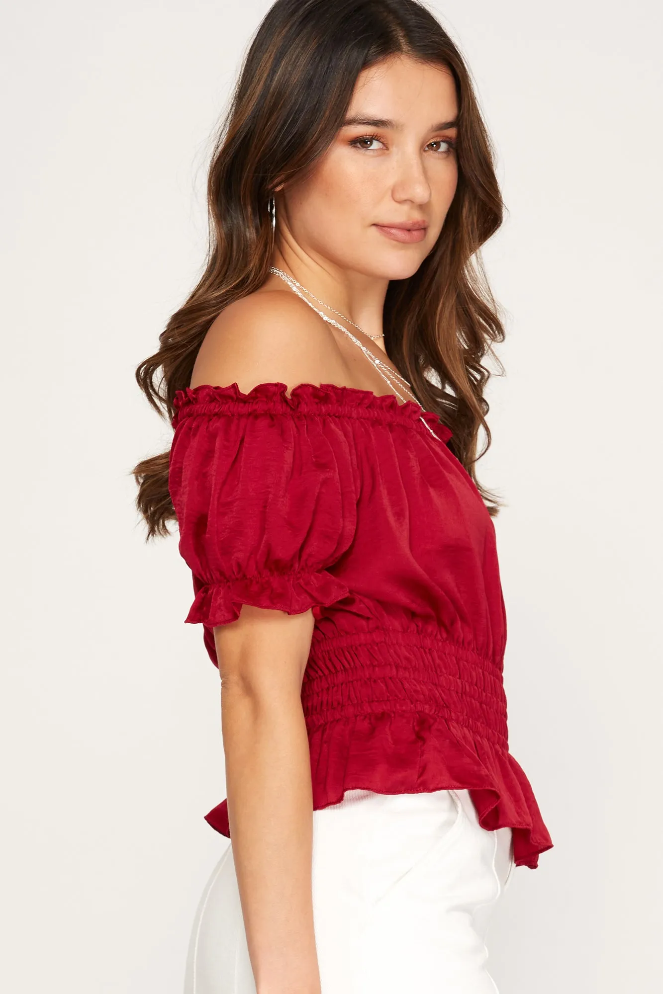 Off The Shoulder Satin Top