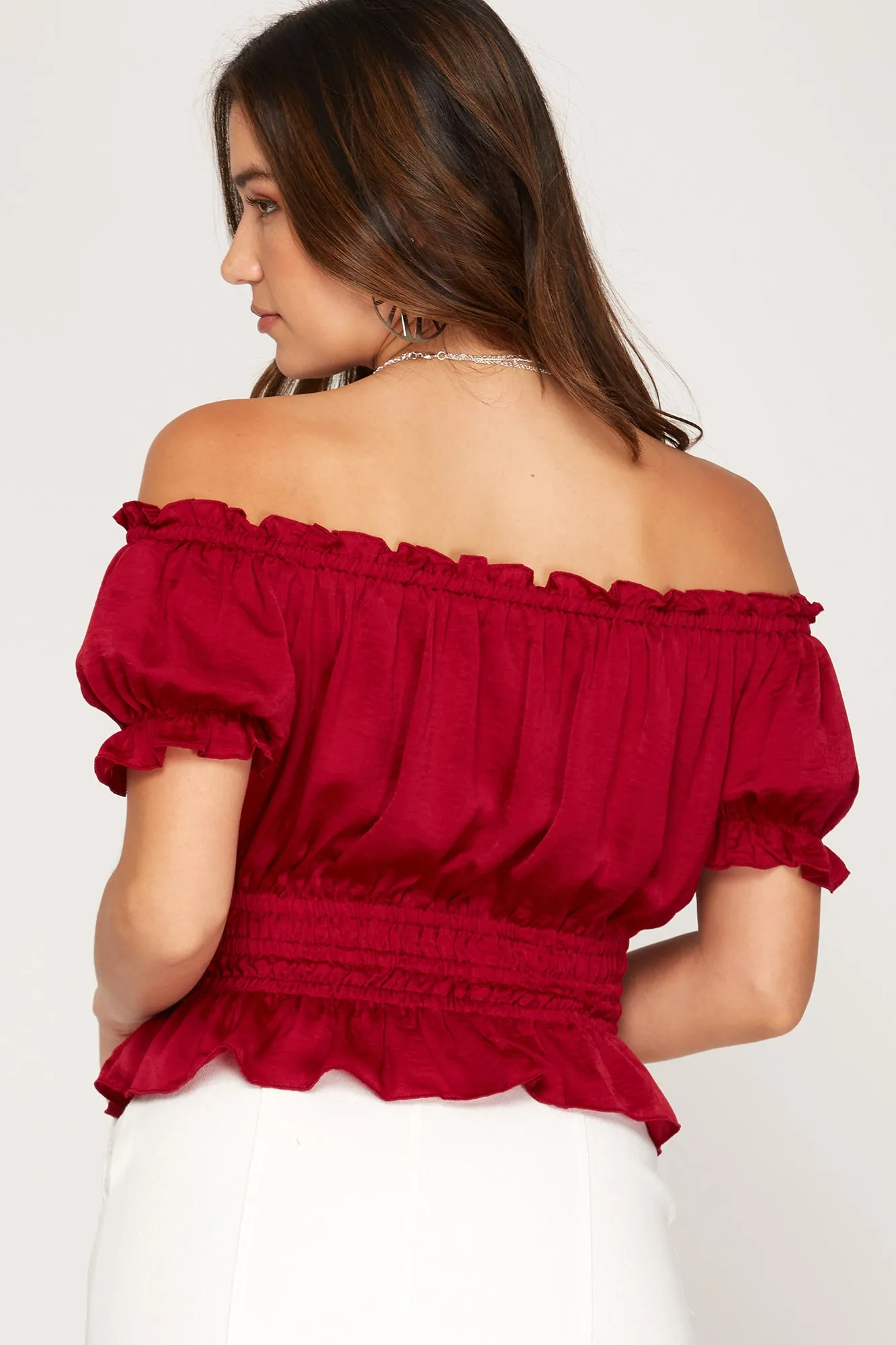 Off The Shoulder Satin Top