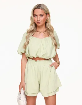 Olijfgroene Off Shoulder - Set