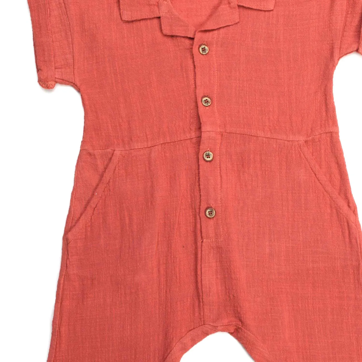 One More In The Family Rust Romper For Baby Girls