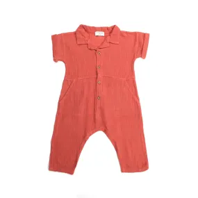 One More In The Family Rust Romper For Baby Girls