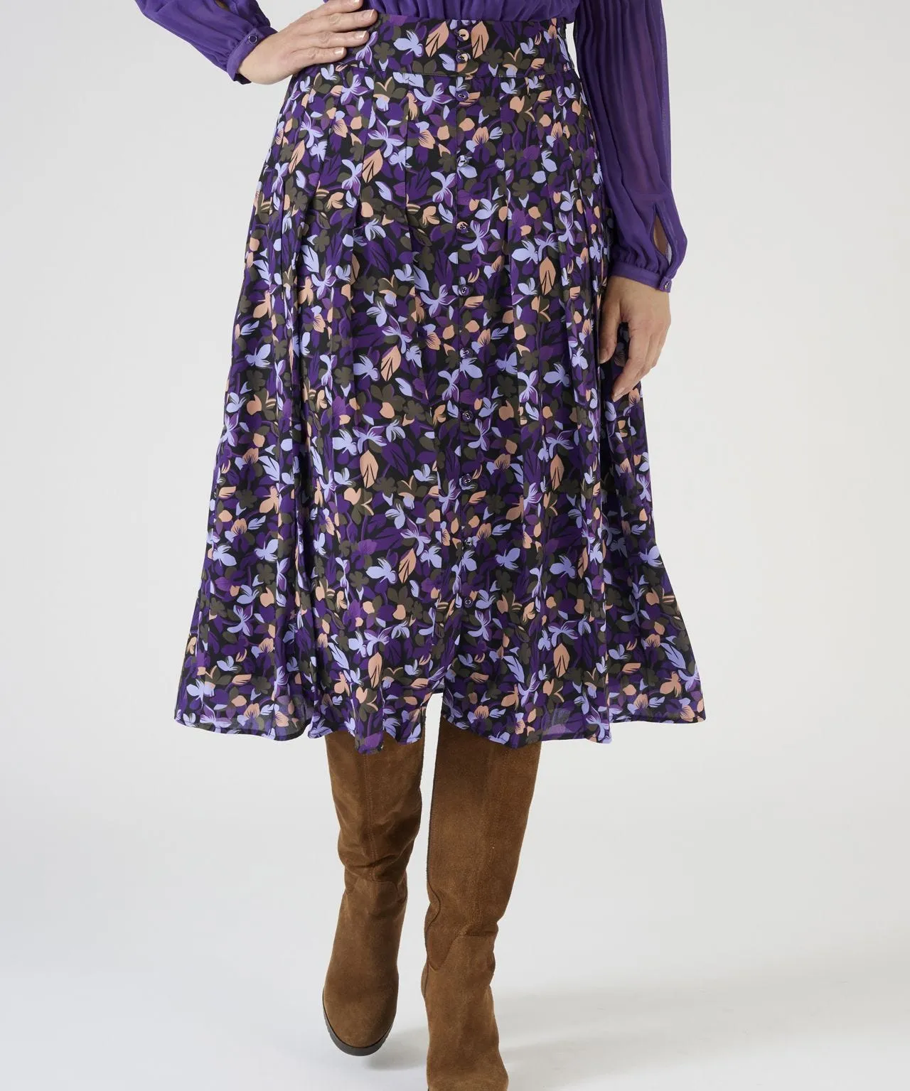 Paisley Print Pleated Skirt