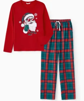 PatPat Christmas Pajamas Family Matching Cool Santa Claus Graphic Long Sleeves Pajamas Sets