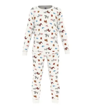 Petit Bateau Boy's LS Dog Print Loungewear Set