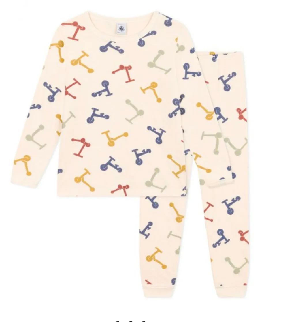 Petit Bateau Boy's LS Scooter Print Loungewear