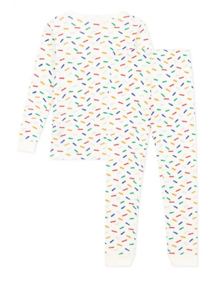 Petit Bateau Boy's LS Skateboard Print Loungewear