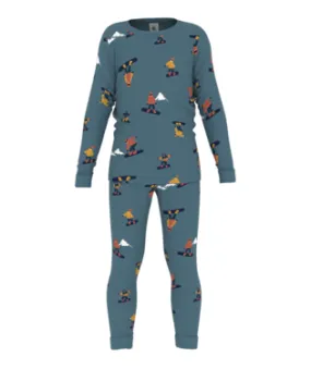 Petit Bateau Boy's LS Snowboard Print Loungewear Set