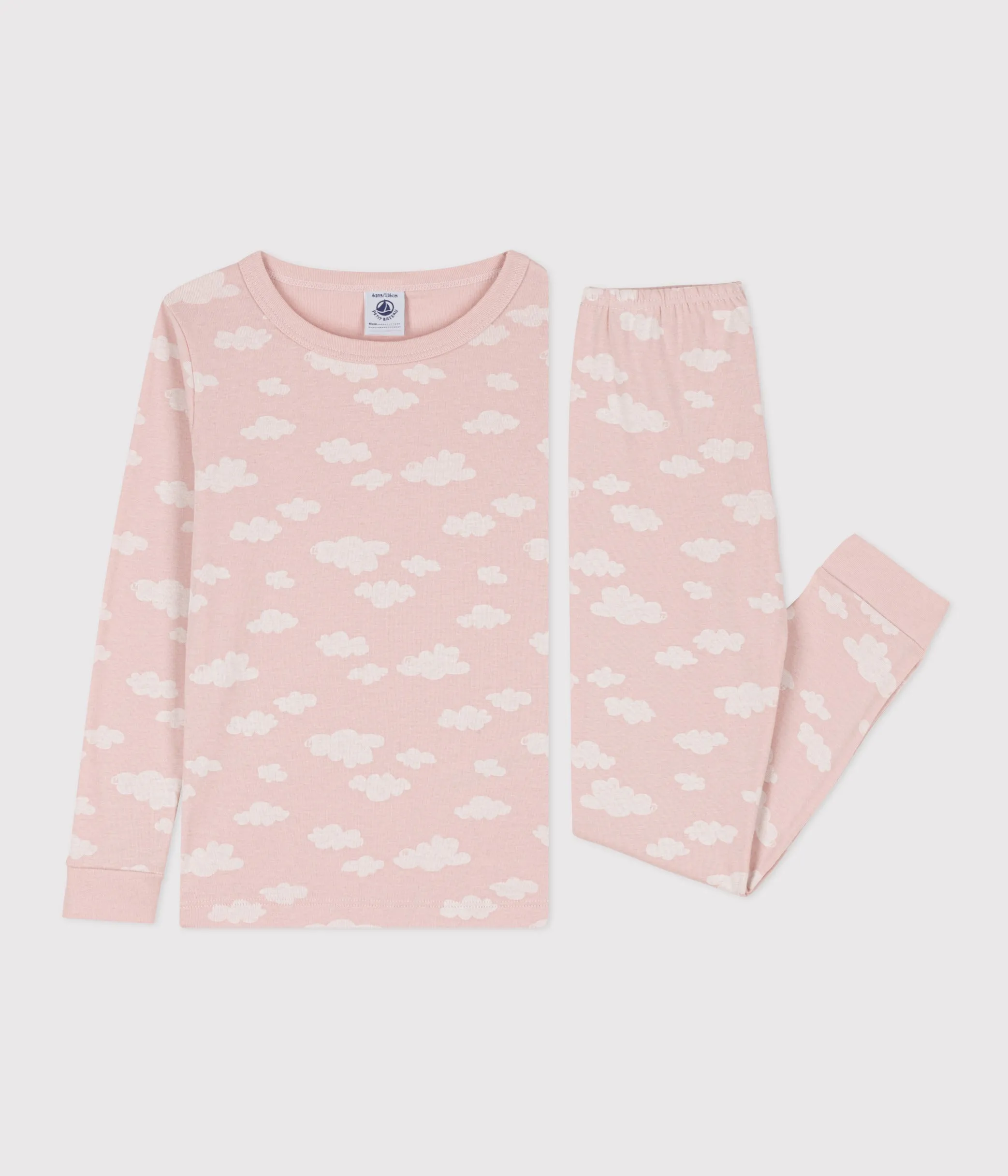 Petit Bateau Girl's LS Cloud Print Loungewear Set