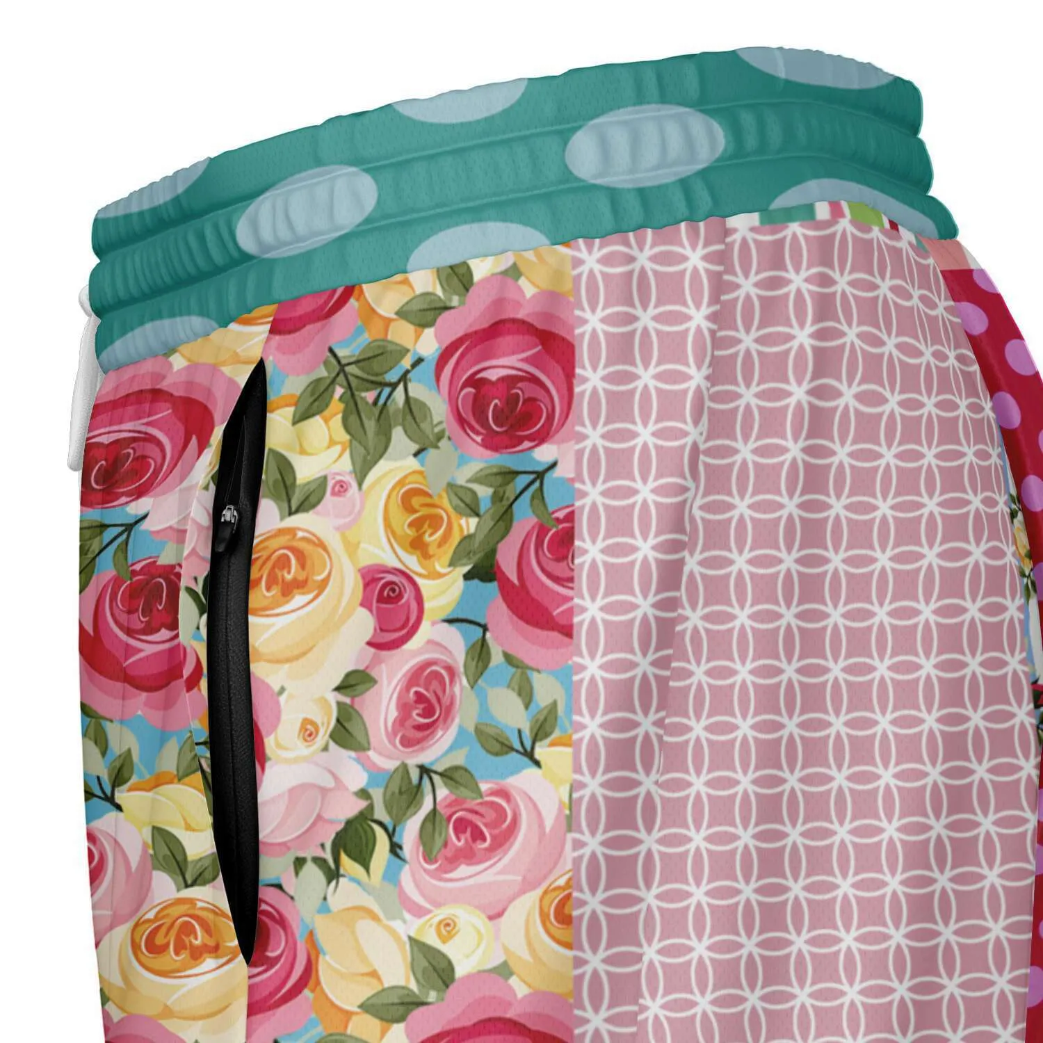 Pink Sherbert Floral Patchwork Compression Activity Shorts