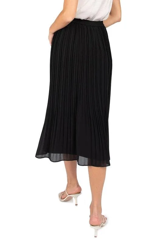 Pleated Chiffon Midi Skirt