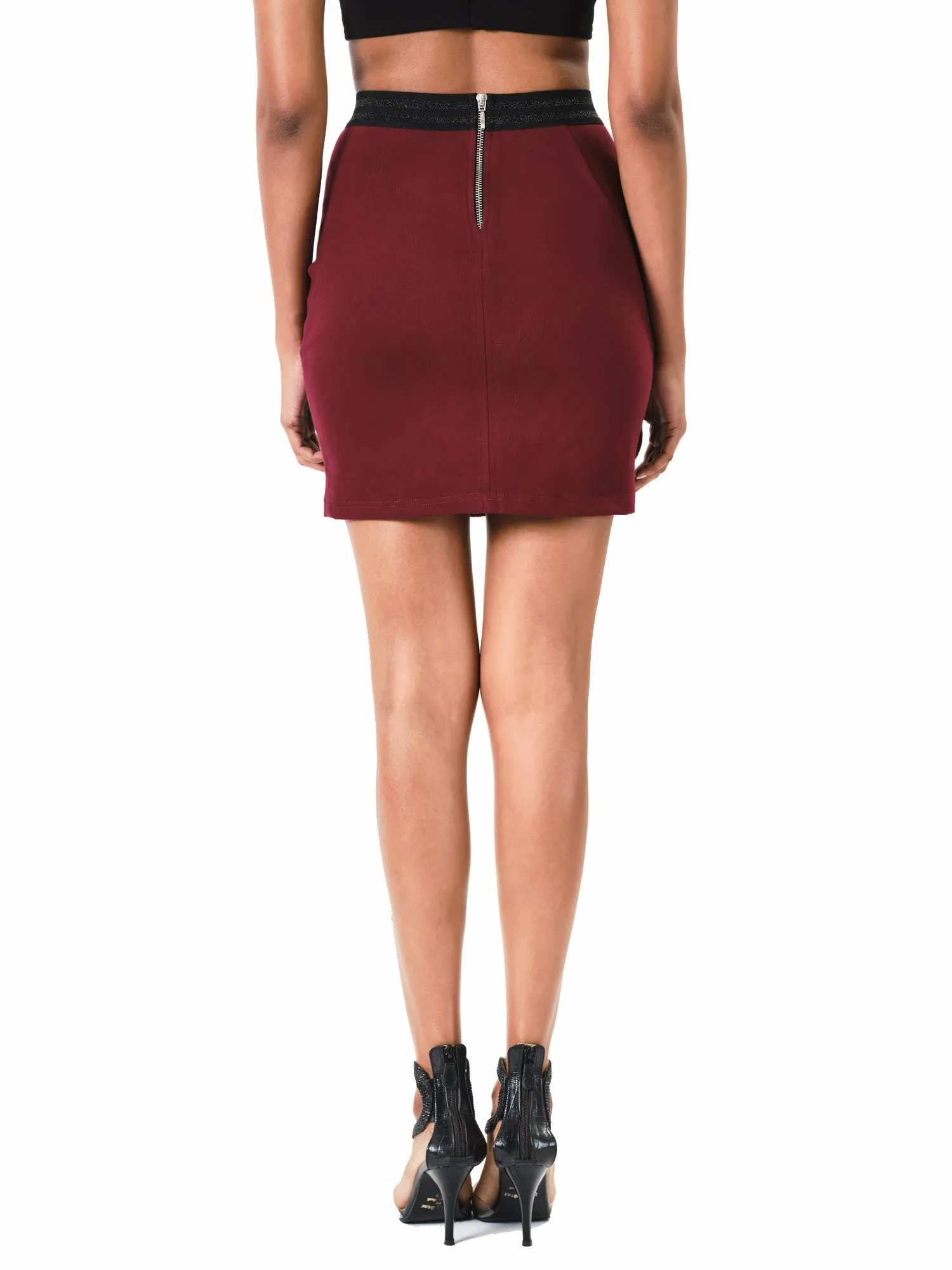 Plum Fitted Short Skirt