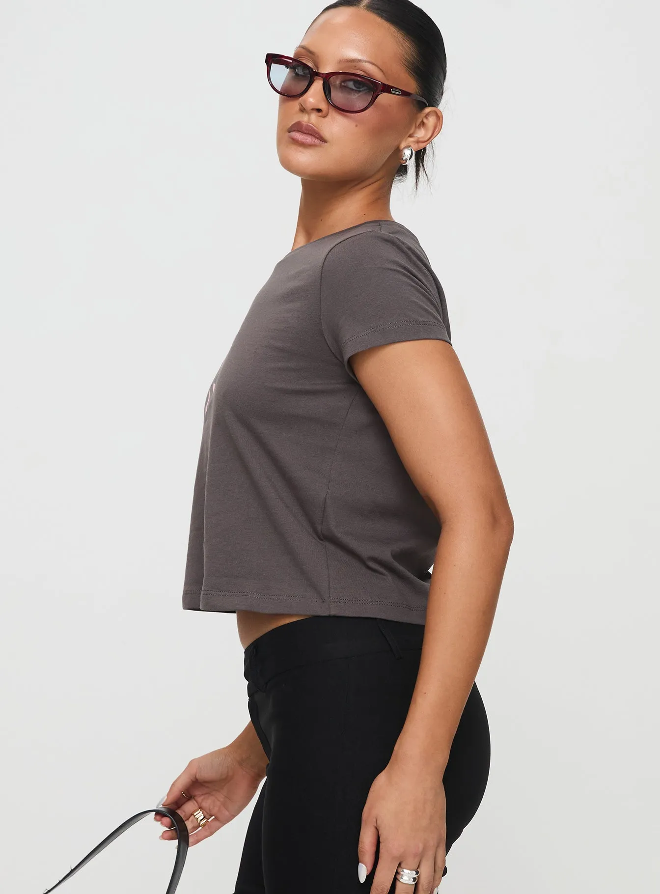 Polly Bow Tee Charcoal