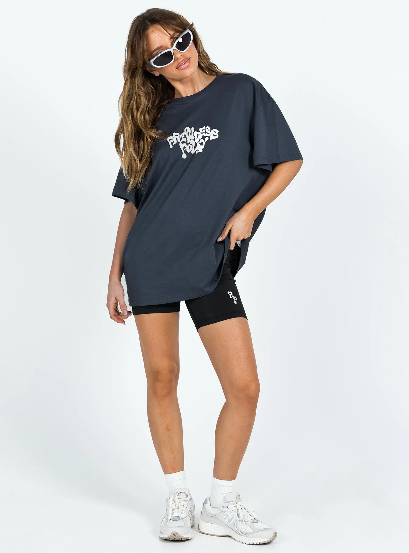 Princess Polly Oversized Tee Squiggle Text Charcoal