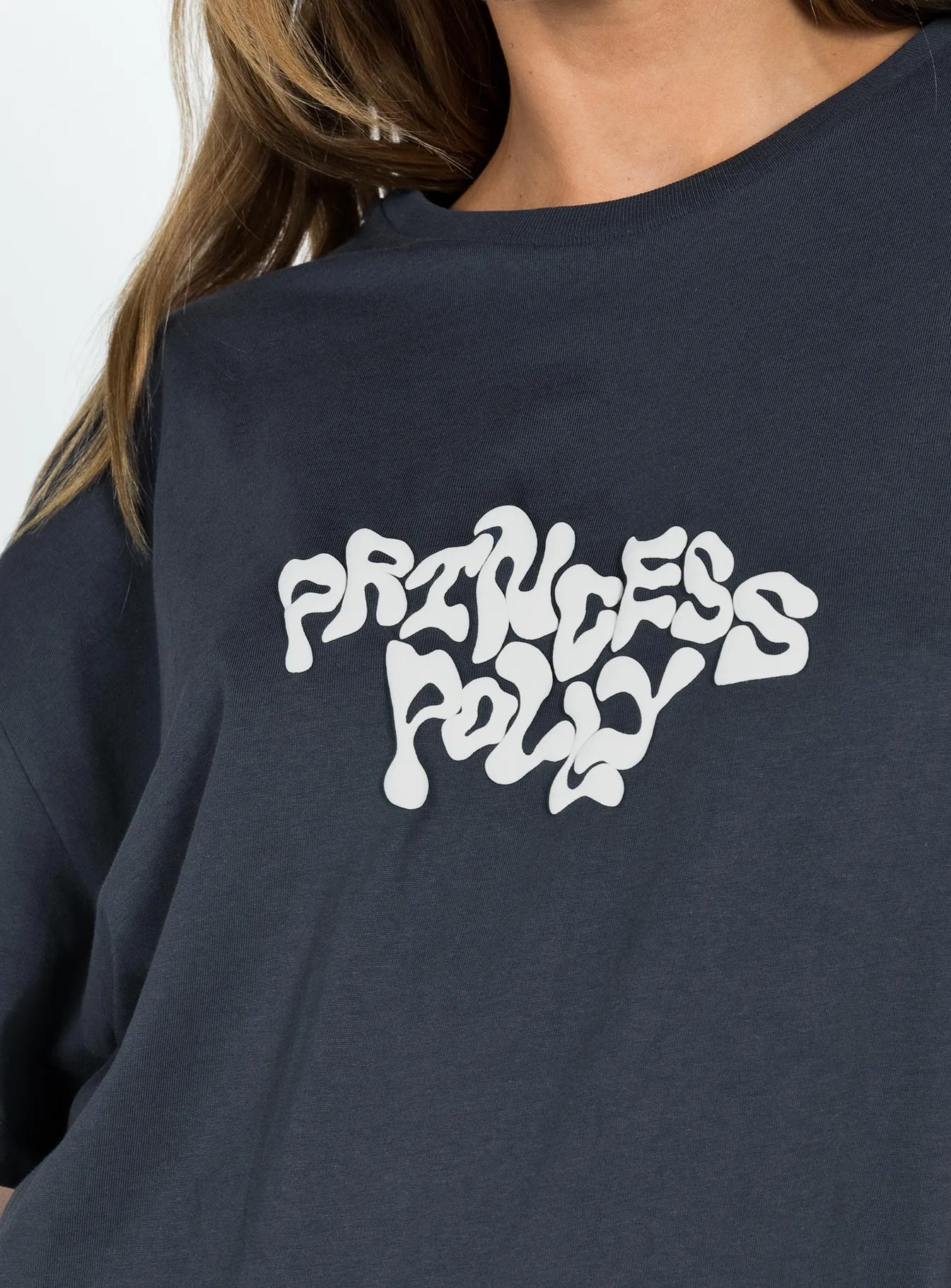 Princess Polly Oversized Tee Squiggle Text Charcoal