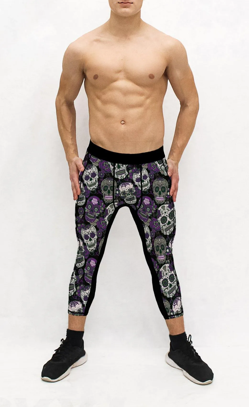 Purple Sugar Skull Men's Pocket Tights