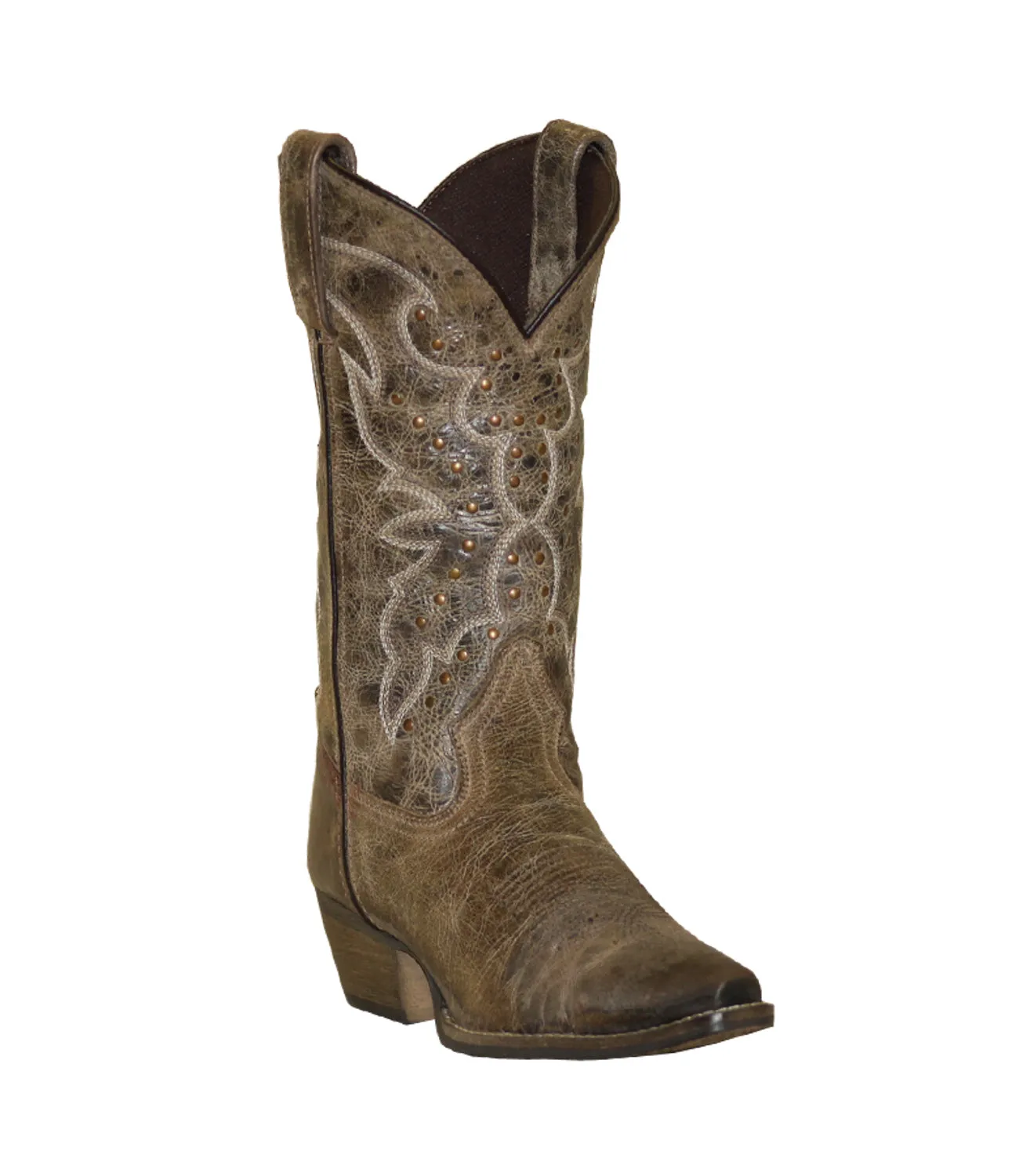 Rawhide Womens 12in Nailheads Tan Leather Cowboy Boots