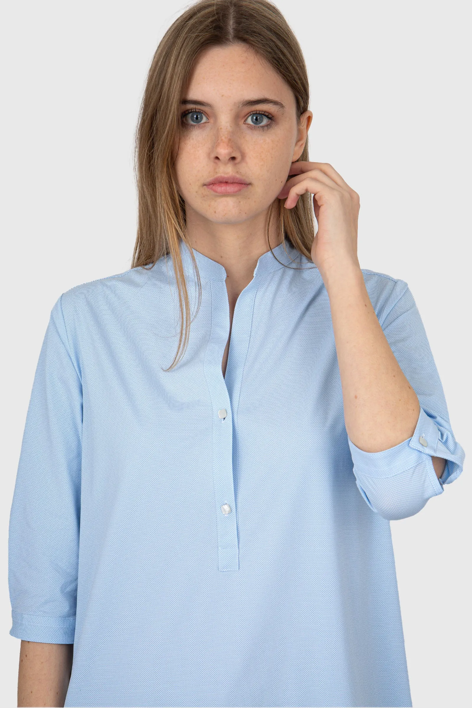 Rrd Oxford Jacquard Kor Wom Shirt Celeste Donna