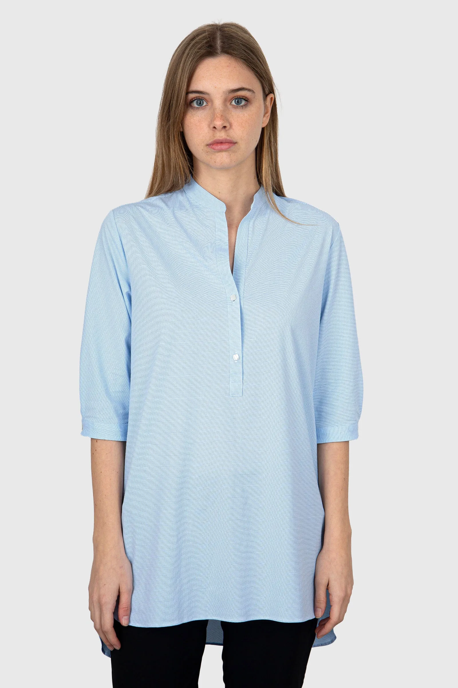 Rrd Oxford Jacquard Kor Wom Shirt Celeste Donna