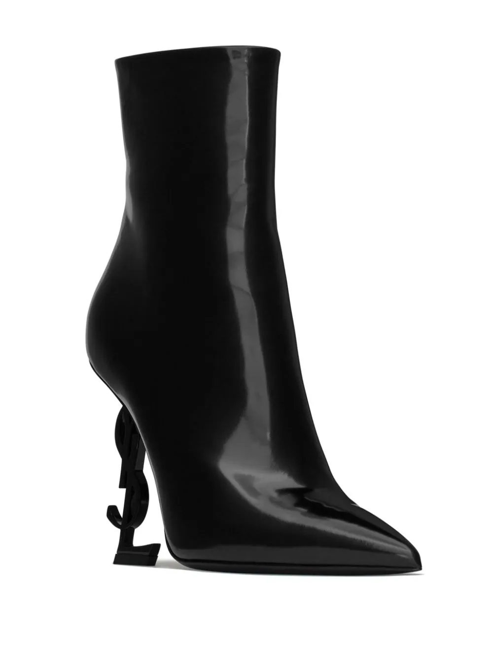 SAINT LAURENT Black Shiny Calfskin Opyum Boots