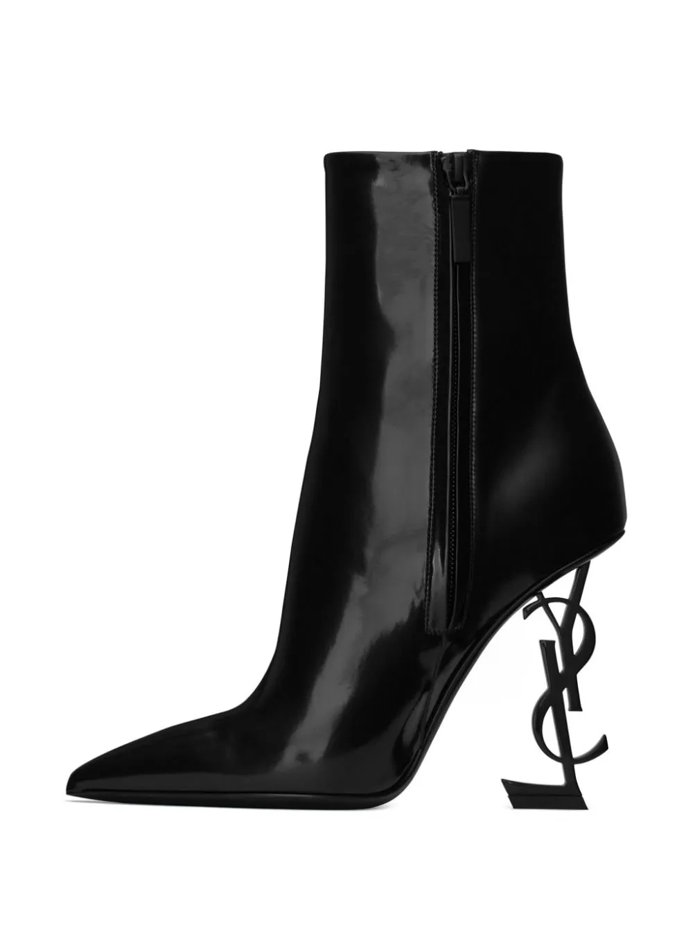 SAINT LAURENT Black Shiny Calfskin Opyum Boots