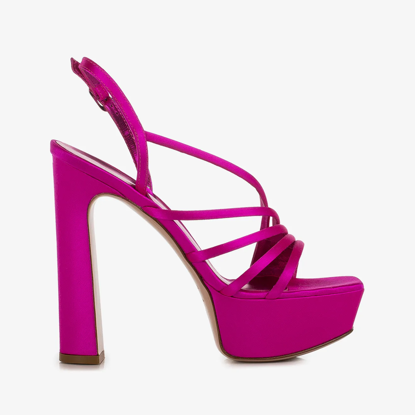 SCARLET SANDAL 140 mm Bouganville fuchsia satin sandal