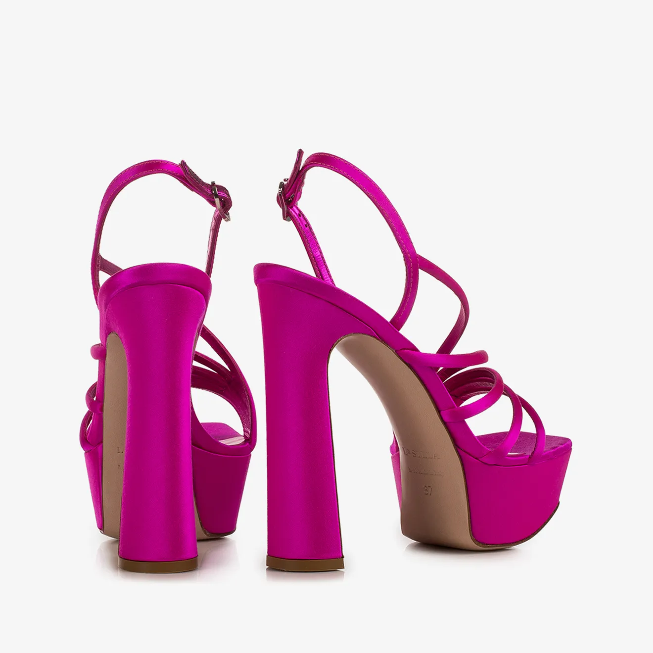 SCARLET SANDAL 140 mm Bouganville fuchsia satin sandal