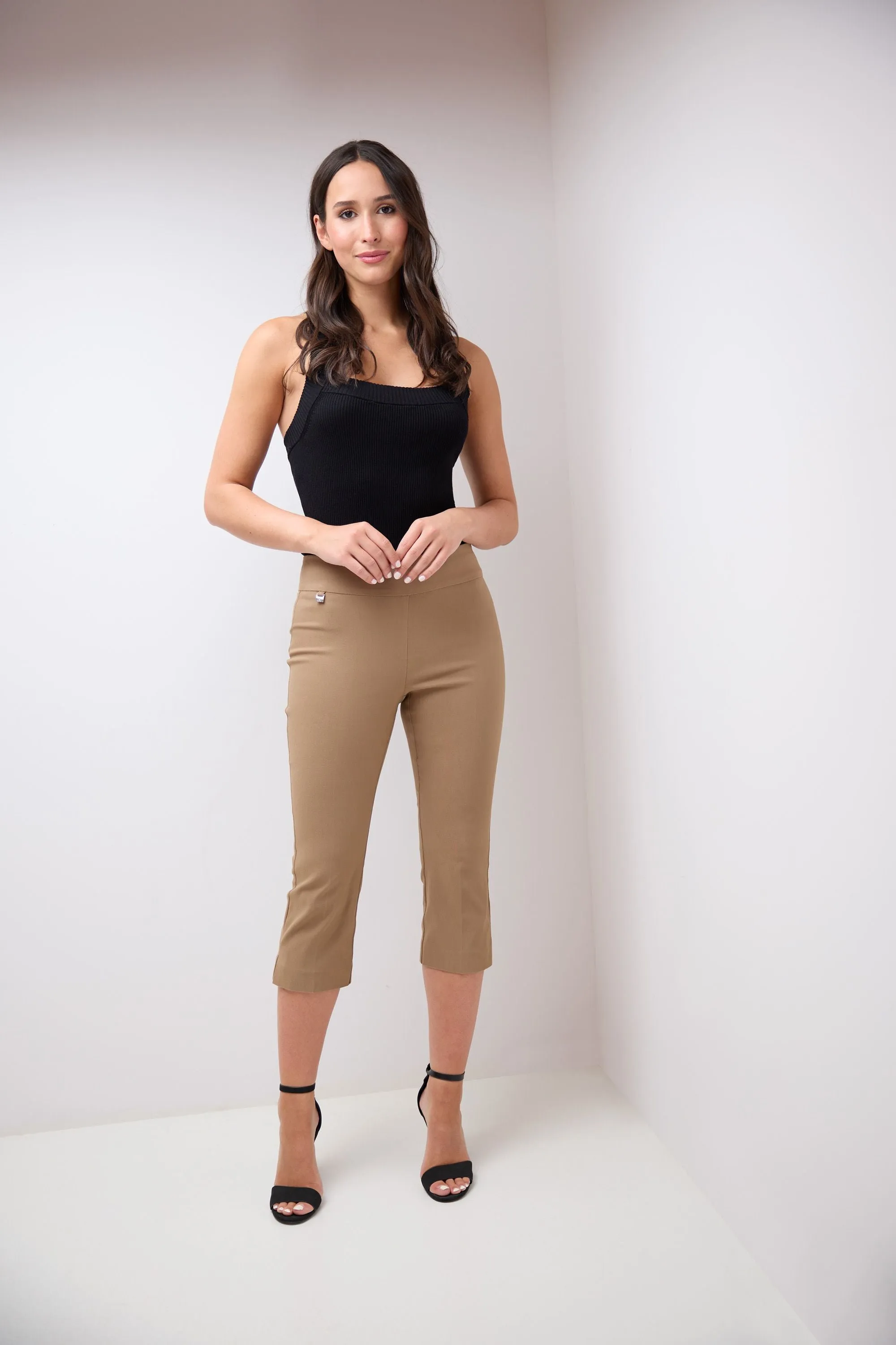 Secret Pocket Capris with Wide Waistband