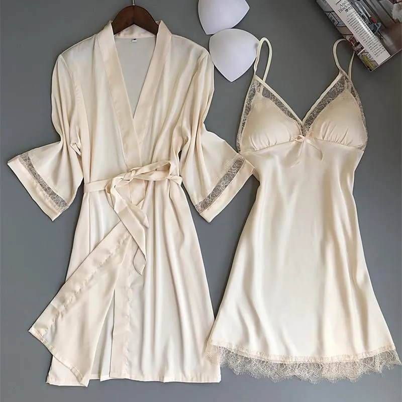 Set Lace Trim Sleepwear Casual Home Clothes Nightwear