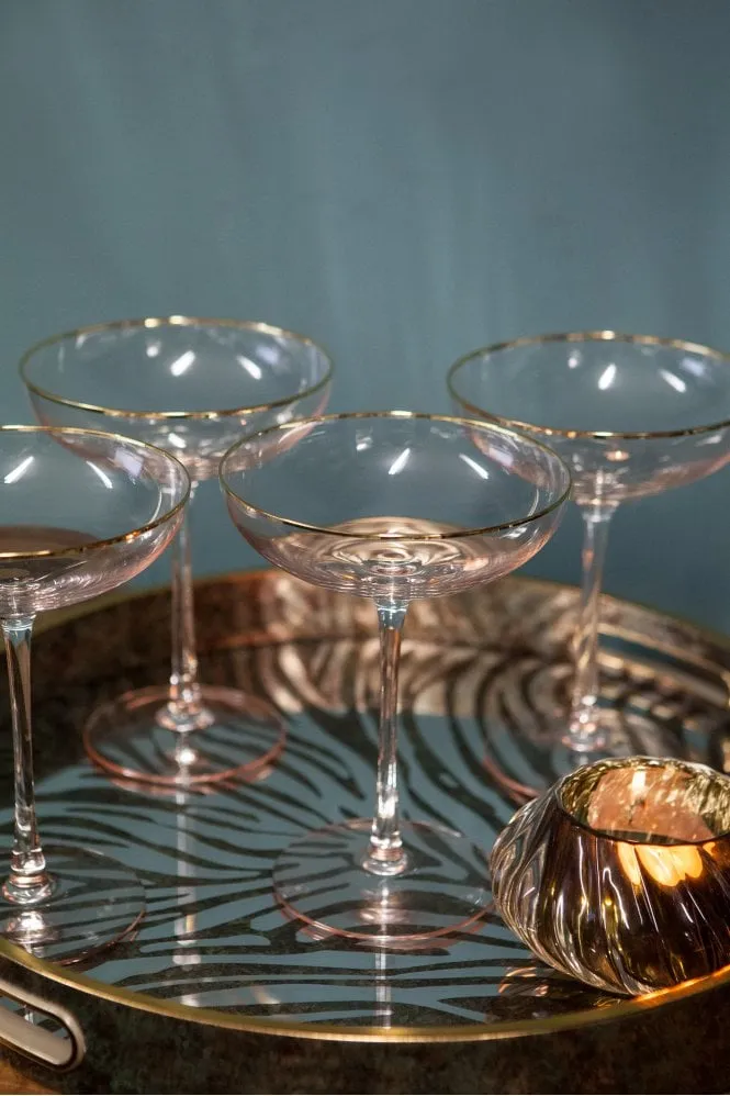 Set of 4 Gold Rim Cocktail Glasses    