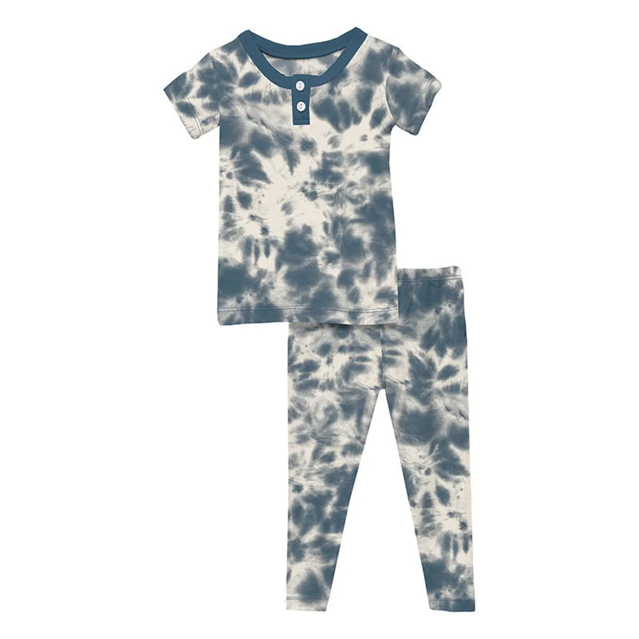 short sleeve henley pajamas-sea tie dye