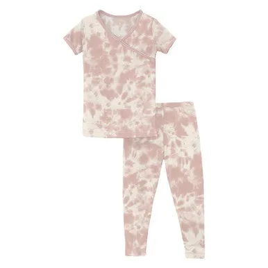 short sleeve kimono pajamas tie dye rose