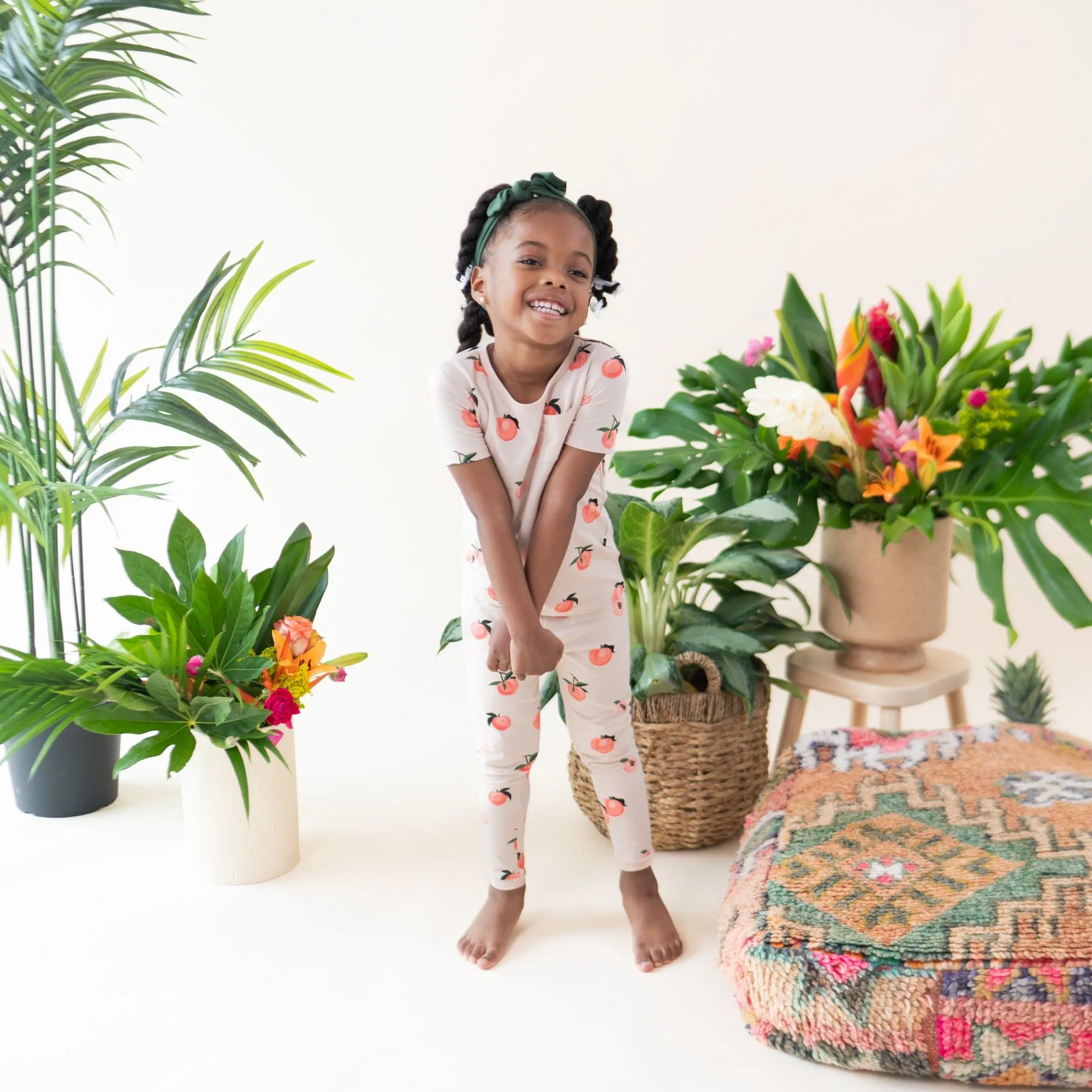 Short Sleeve with Pants Pajamas in Peach