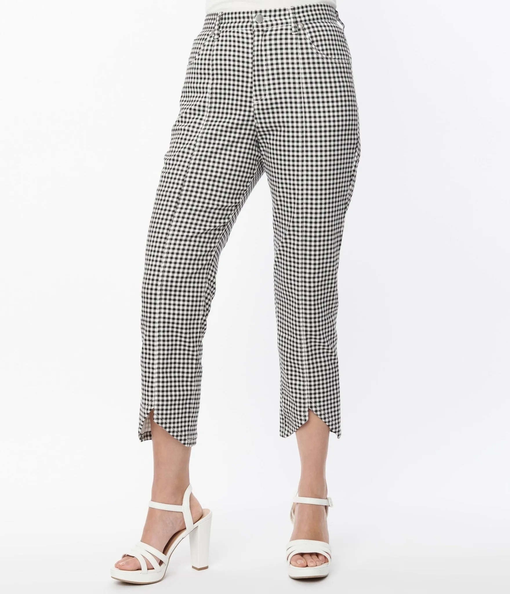 Smak Parlour Black & White Gingham High Rise Capri